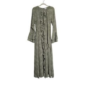 The Drop Green Floral Ruffle Maxi Dress Boho Romantic Size Medium